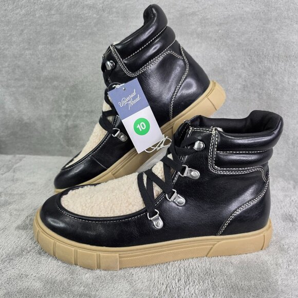Womens Universal Threads Black & Biege Kimber Sherpa Tongue Boots Memory Size 10 - Picture 2 of 11